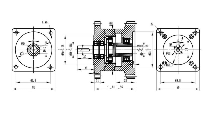 Planetary Gear Speed Reducer for NEMA34 (86mm) with 1:5 gear ratio