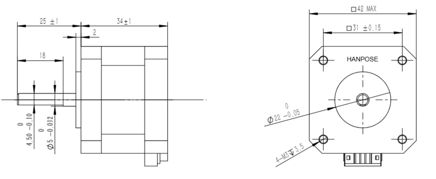 NEMA17 2.8Kgcm Stepper Motor with D-shaft