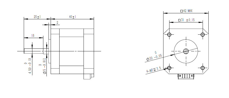 NEMA17 4.2Kgcm Stepper Motor with D-shaft