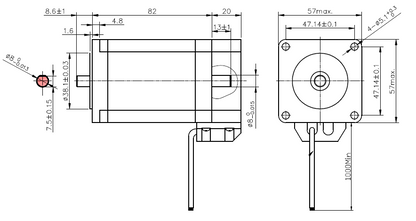 NEMA23 22Kgcm Dual Shaft STEPPER MOTOR With 8mm D-Shaft