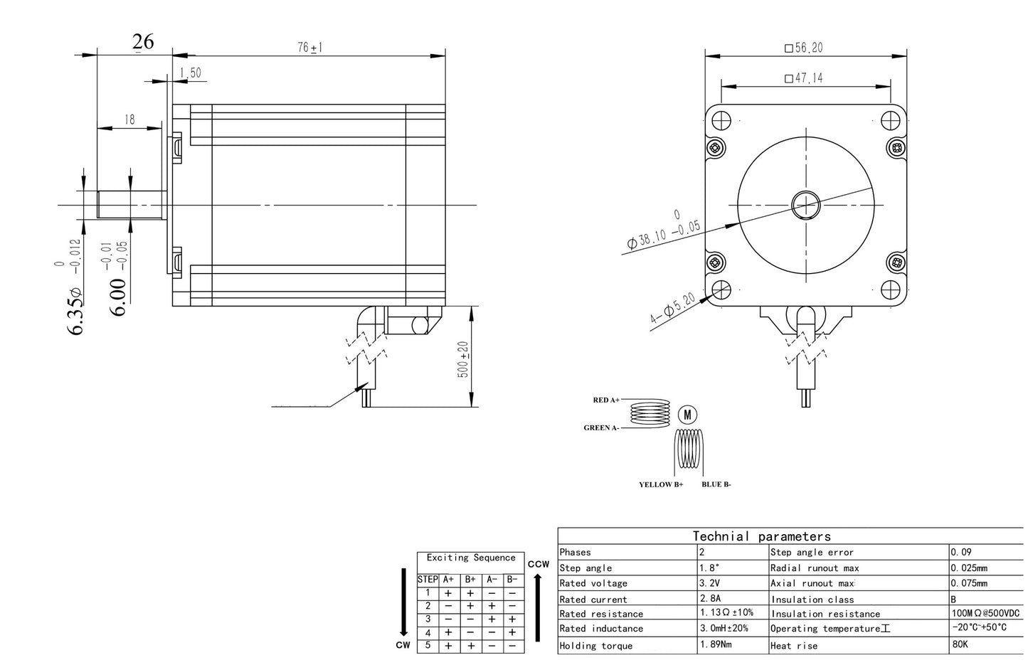 NEMA23 19Kgcm STEPPER With D-Shaft Waterproof Motor