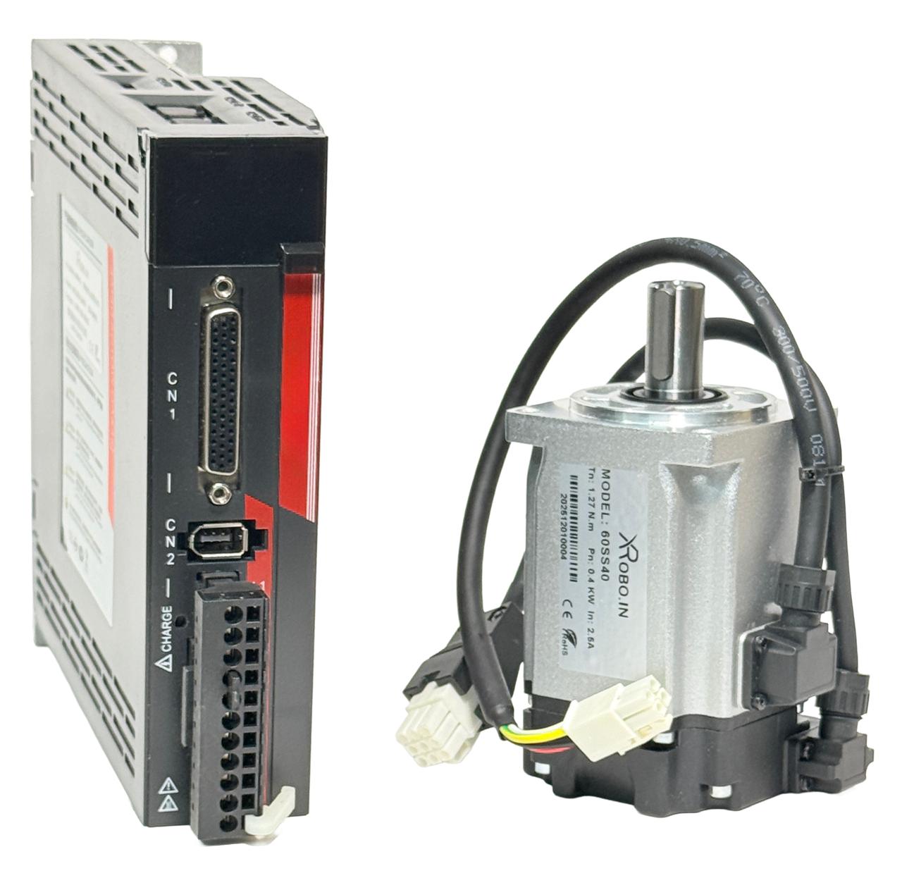 NEMA24 High-Performance AC Servo Motor (20 kg-cm) with 400W Servo Driver & 3m Cable