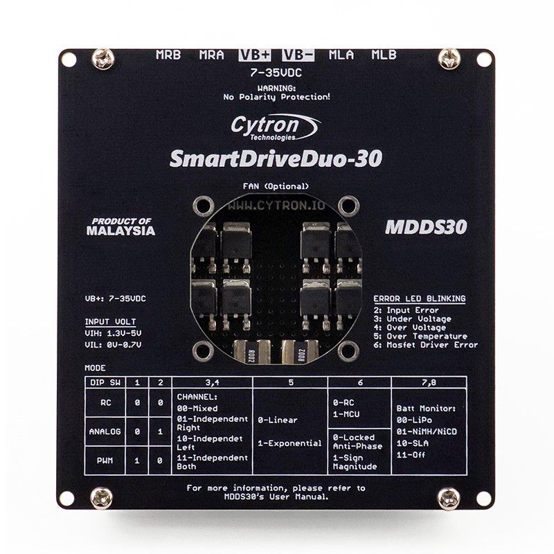 Cytron 30A 7V-35V Smart DC Motor Driver MDDS30 (2 Channels)
