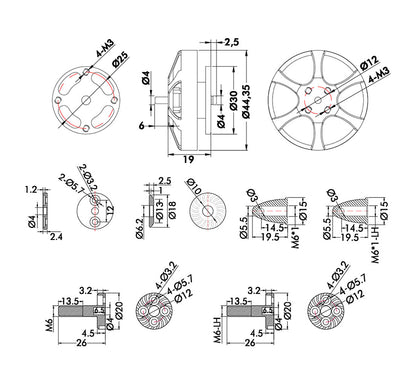 T-Motor MN4004 Antigravity 4-6S UAV Motor KV300 - 2PCS/SET
