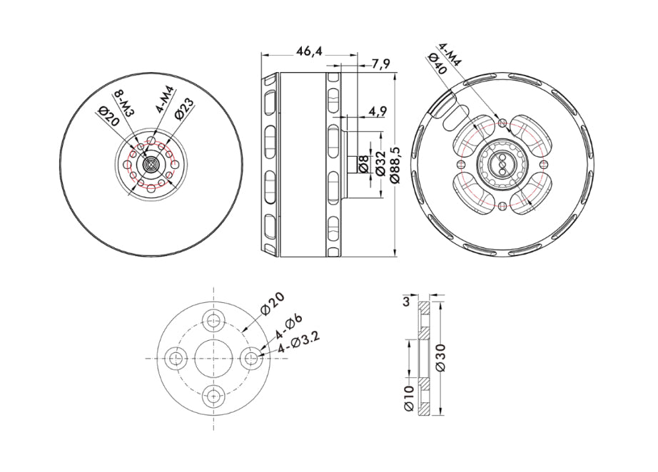 T-Motor V807 KV170 12S Vtol Brushless Drone Motor