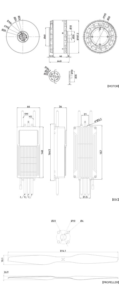 T-Motor VL1040 KV150 Vtol Brushless Drone Motor