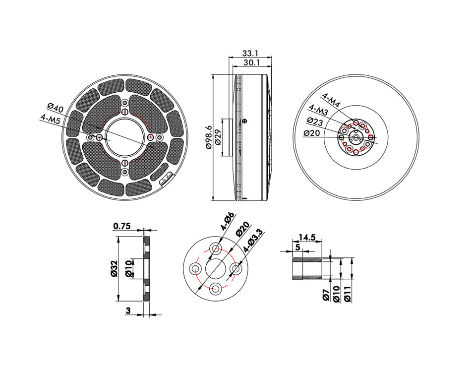 T-MOTOR U10Ⅱ Efficiency Multirotor UAV Motor KV100