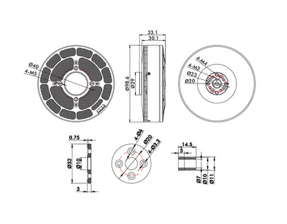 T-MOTOR U10Ⅱ Efficiency Multirotor UAV Motor KV100