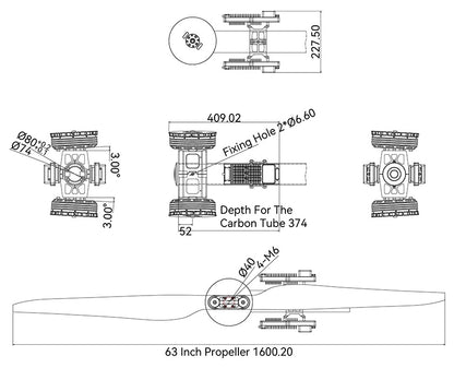 T-Motor X-A16-24S KV35 Coaxial Modular Propulsion System for Agricultural Drone