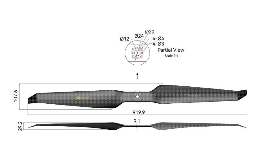 T-Motor HEP-L Carbon Fiber (Ultra Light)  36*12 Propeller