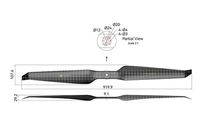 T-Motor HEP-L Carbon Fiber (Ultra Light)  36*12 Propeller