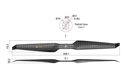 T-Motor HEP-L Carbon Fiber (Ultra Light) 34*11.5 Propeller