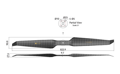 T-Motor HEP-L Carbon Fiber (Ultra Light) 32*11 Propeller