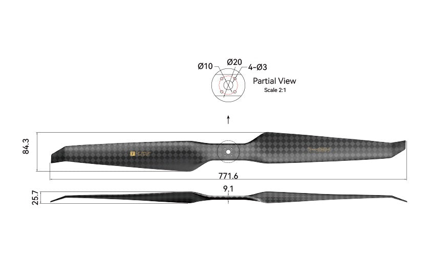 T-Motor HEP-L Carbon Fiber (Ultra Light) 30*10.5 Propeller