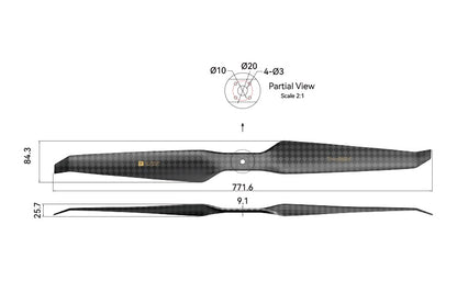 T-Motor HEP-L Carbon Fiber (Ultra Light) 30*10.5 Propeller