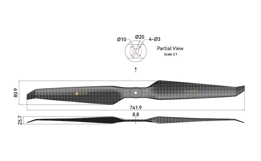 T-Motor HEP-L Carbon Fiber (Ultra Light) 29*11 Propeller