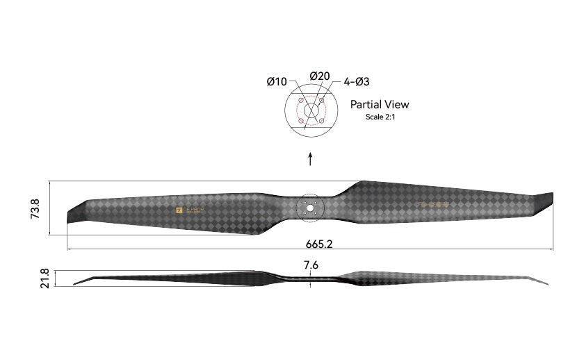 T-Motor HEP-L Carbon Fiber (Ultra Light) 26*8.8 Propeller