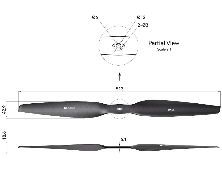 T-Motor VZ20*8.2 Carbon Fiber Propellers- 2PCS/PAIR