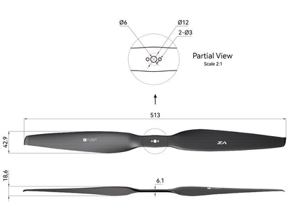 T-Motor VZ20*8.2 Carbon Fiber Propellers- 2PCS/PAIR