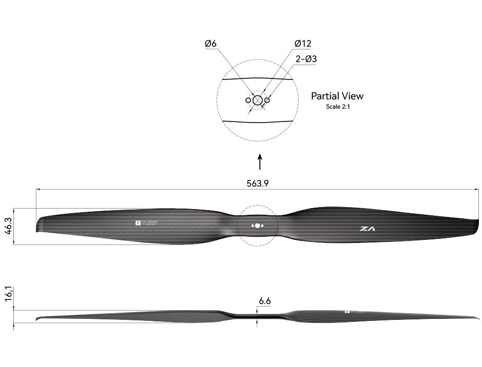 T-Motor VZ22*7.4 Carbon Fiber Propellers- 2PCS/PAIR