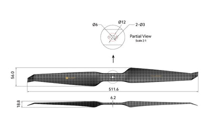 T-Motor HEP-L Carbon Fiber (Ultra Light) 20*7  Propeller