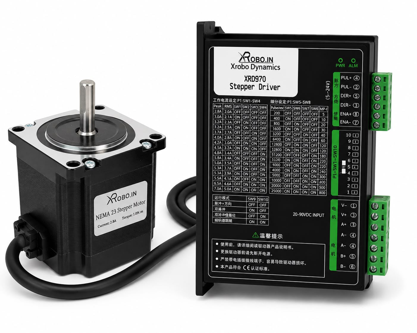 NEMA23 10Kgcm Waterproof  STEPPER MOTOR with XRD970 Stepper Driver